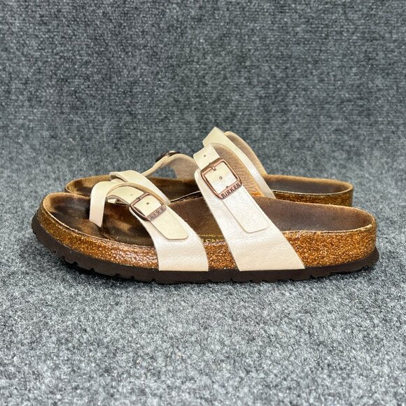 Birkenstock Mayari Sandals Womens Size 7 Cream Birko-Flor Buckle Strap Flip Flop - Picture 4 of 12